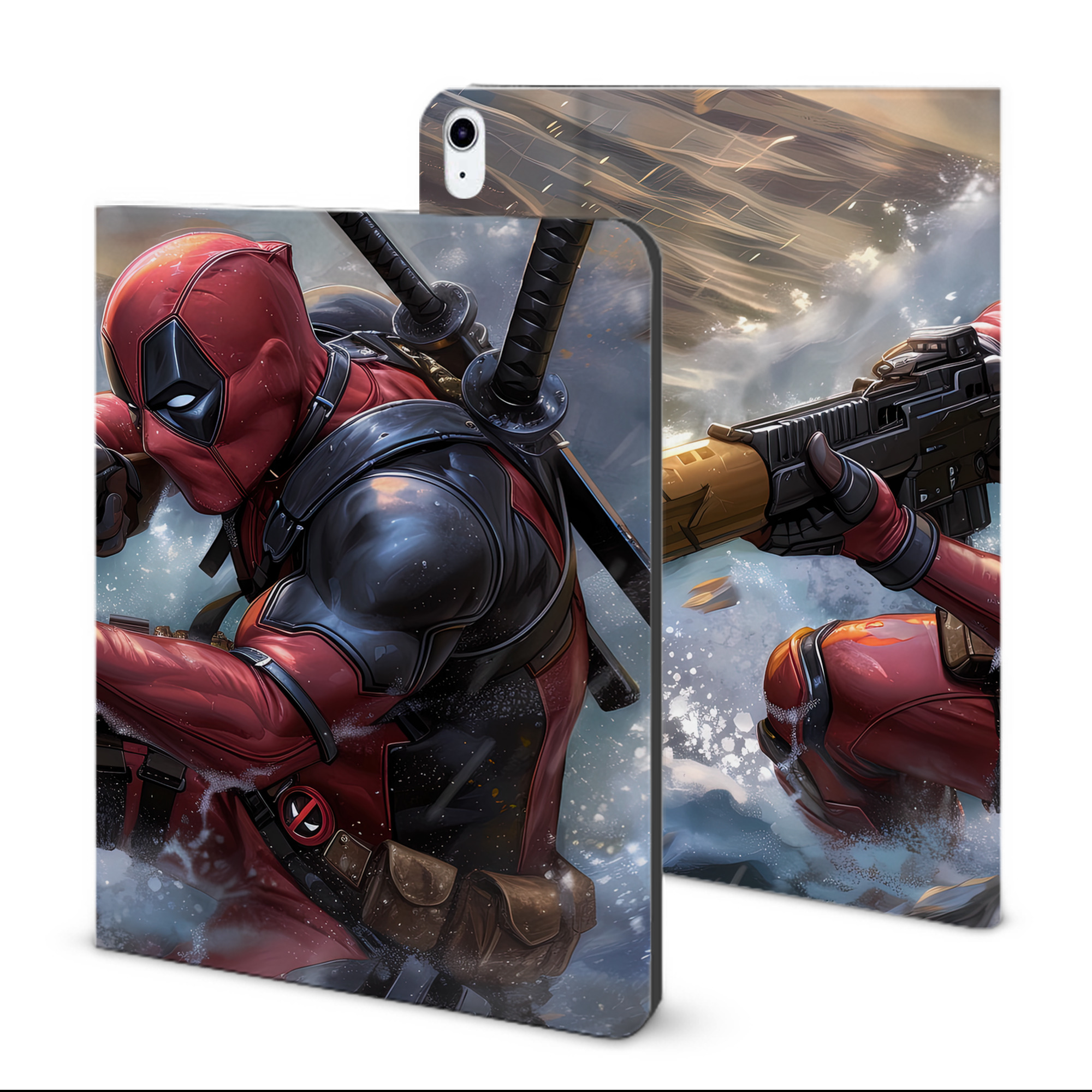（画像用） Deadpool デッドプール IPad ケース ブック型 PUレザー TPU 耐衝撃 軽量 薄型 ペン収納なし 全面保護 IPad 各モデル対応
